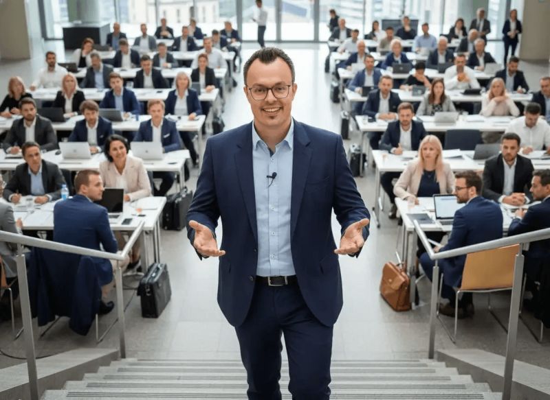 Stefan Hilpp vor einem Workshop-Publikum